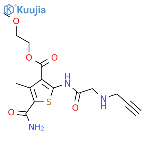 2-Methoxyethyl 5-carbamoyl-4-methyl-2-{2-[(prop-2-yn-1-yl)amino]acetamido}thiophene-3-carboxylate structure