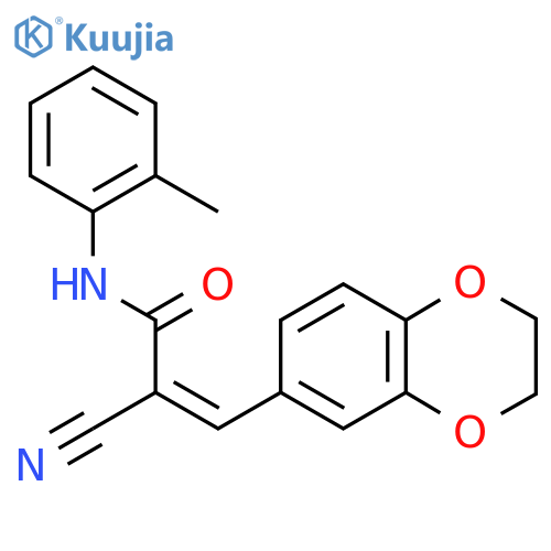 2-cyano-3-(2,3-dihydro-1,4-benzodioxin-6-yl)-N-(2-methylphenyl)prop-2-enamide structure