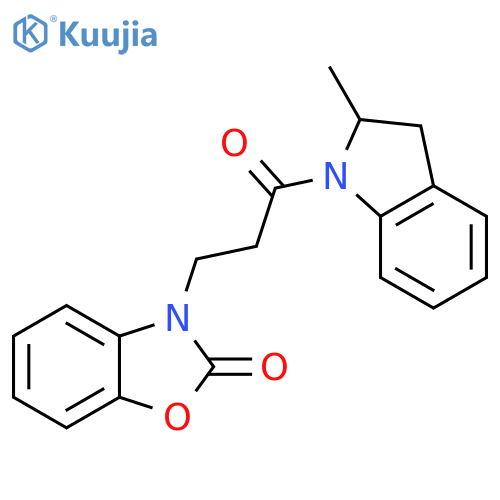 3-3-(2-methyl-2,3-dihydro-1H-indol-1-yl)-3-oxopropyl-2,3-dihydro-1,3-benzoxazol-2-one structure