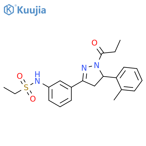 N-{3-5-(2-methylphenyl)-1-propanoyl-4,5-dihydro-1H-pyrazol-3-ylphenyl}ethane-1-sulfonamide structure