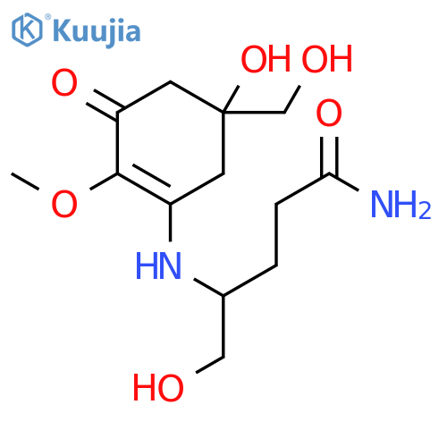 5-Hydroxy-4-[[5-hydroxy-5-(hydroxymethyl)-2-methoxy-3-oxo-1-cyclohexen-1-yl]amino]pentanamide structure