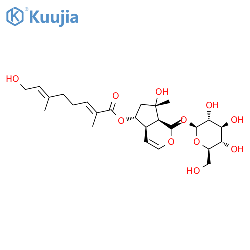 (1S,4aR,5R,7S,7aS)-1-(beta-D-glucopyranosyloxy)-7-hydroxy-7-methyl-1,4a,5,6,7,7a-hexahydrocyclopenta[c]pyran-5-yl (2E,6E)-8-hydroxy-2,6-dimethylocta-2,6-dienoate structure