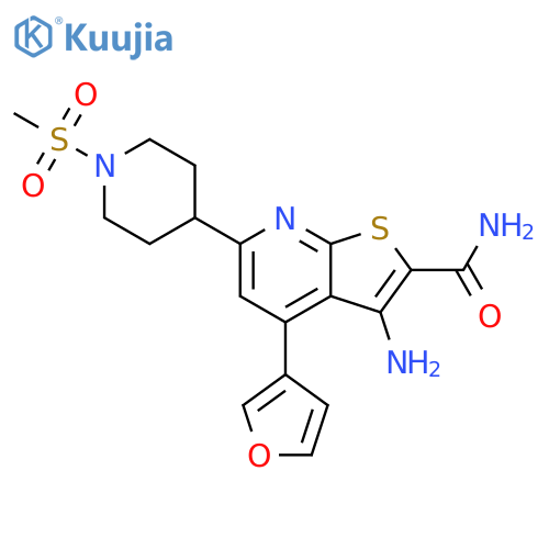Thieno[2,3-b]pyridine-2-carboxamide,3-amino-4-(3-furanyl)-6-[1-(methylsulfonyl)-4-piperidinyl]- structure