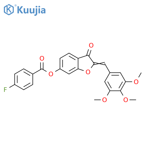 (2Z)-3-oxo-2-(3,4,5-trimethoxyphenyl)methylidene-2,3-dihydro-1-benzofuran-6-yl 4-fluorobenzoate structure