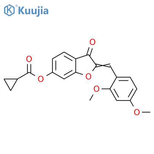 (2Z)-2-(2,4-dimethoxyphenyl)methylidene-3-oxo-2,3-dihydro-1-benzofuran-6-yl cyclopropanecarboxylate structure