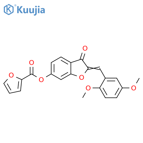 (2Z)-2-(2,5-dimethoxyphenyl)methylidene-3-oxo-2,3-dihydro-1-benzofuran-6-yl furan-2-carboxylate structure