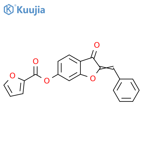 (2Z)-3-oxo-2-(phenylmethylidene)-2,3-dihydro-1-benzofuran-6-yl furan-2-carboxylate structure