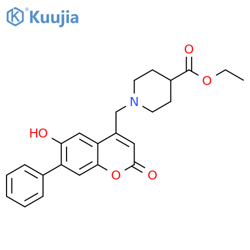 ethyl 1-(6-hydroxy-2-oxo-7-phenyl-2H-chromen-4-yl)methylpiperidine-4-carboxylate structure
