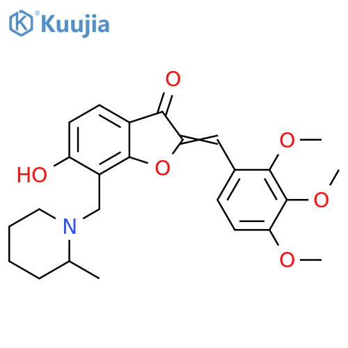 (2Z)-6-hydroxy-7-(2-methylpiperidin-1-yl)methyl-2-(2,3,4-trimethoxyphenyl)methylidene-2,3-dihydro-1-benzofuran-3-one structure
