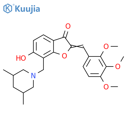 (2Z)-7-(3,5-dimethylpiperidin-1-yl)methyl-6-hydroxy-2-(2,3,4-trimethoxyphenyl)methylidene-2,3-dihydro-1-benzofuran-3-one structure