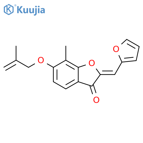(2Z)-2-(furan-2-yl)methylidene-7-methyl-6-(2-methylprop-2-en-1-yl)oxy-2,3-dihydro-1-benzofuran-3-one structure