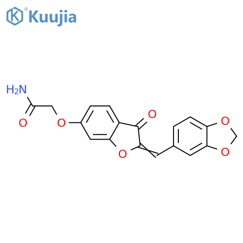 2-{(2Z)-2-(2H-1,3-benzodioxol-5-yl)methylidene-3-oxo-2,3-dihydro-1-benzofuran-6-yloxy}acetamide structure