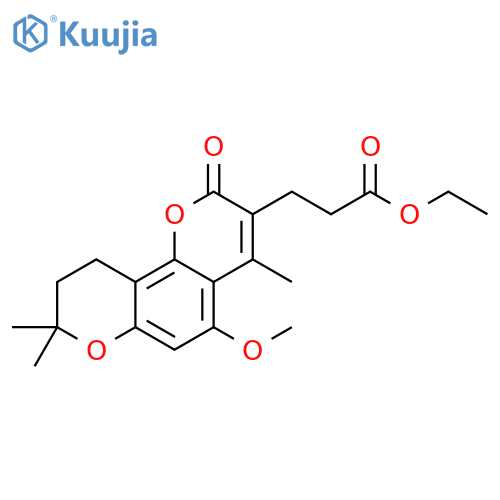 ethyl 3-(5-methoxy-4,8,8-trimethyl-2-oxo-2,8,9,10-tetrahydropyrano[2,3-f]chromen-3-yl)propanoate structure