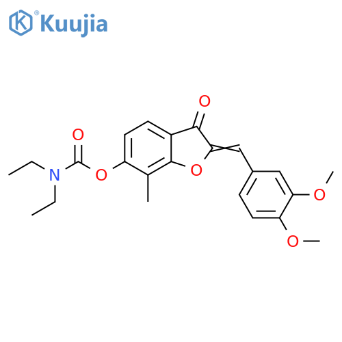 (2Z)-2-(3,4-dimethoxyphenyl)methylidene-7-methyl-3-oxo-2,3-dihydro-1-benzofuran-6-yl N,N-diethylcarbamate structure