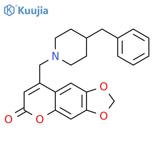 8-(4-benzylpiperidin-1-yl)methyl-2H,6H-1,3dioxolo4,5-gchromen-6-one structure