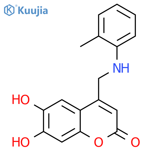 6,7-dihydroxy-4-{(2-methylphenyl)aminomethyl}-2H-chromen-2-one structure