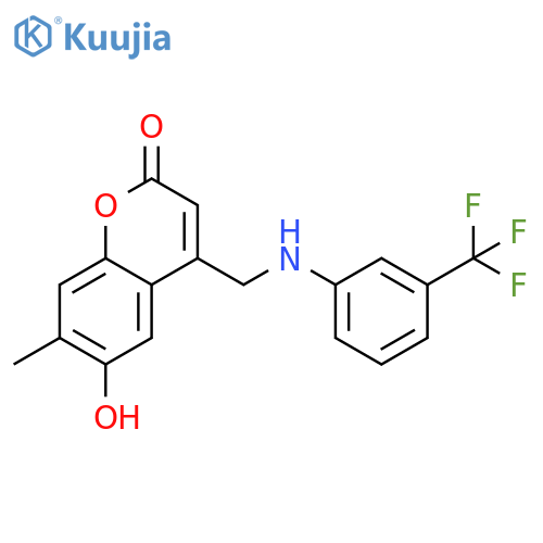 6-hydroxy-7-methyl-4-({3-(trifluoromethyl)phenylamino}methyl)-2H-chromen-2-one structure