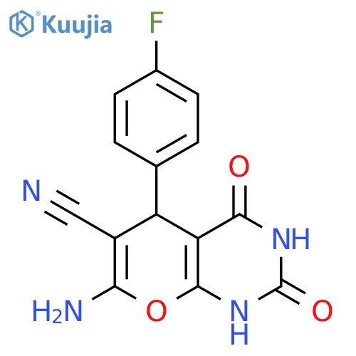 2H-Pyrano[2,3-d]pyrimidine-6-carbonitrile,7-amino-5-(4-fluorophenyl)-1,3,4,5-tetrahydro-2,4-dioxo- structure