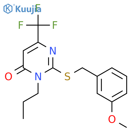 2-{[(3-methoxyphenyl)methyl]sulfanyl}-3-propyl-6-(trifluoromethyl)-3,4-dihydropyrimidin-4-one structure