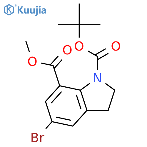 1H-Indole-1,7-dicarboxylic acid, 5-bromo-2,3-dihydro-,1-(1,1-dimethylethyl) 7-methyl ester structure