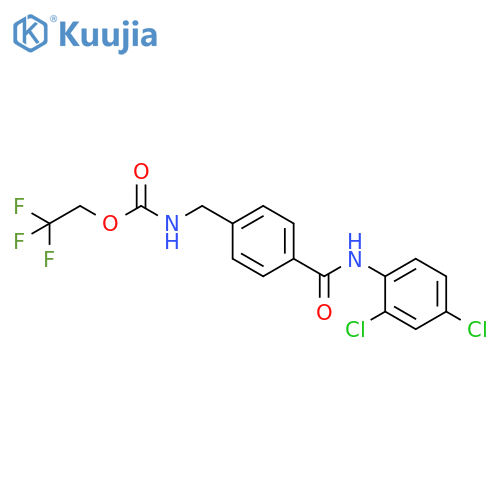 2,2,2-trifluoroethyl N-({4-[(2,4-dichlorophenyl)carbamoyl]phenyl}methyl)carbamate structure
