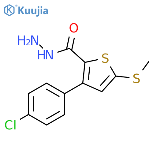 3-(4-chlorophenyl)-5-(methylsulfanyl)thiophene-2-carbohydrazide structure