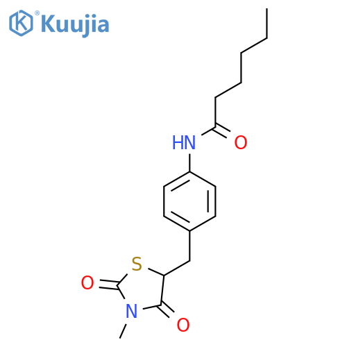 N-{4-[(3-methyl-2,4-dioxo-1,3-thiazolan-5-yl)methyl]phenyl}hexanamide structure