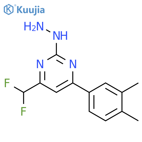4-(Difluoromethyl)-6-(3,4-dimethylphenyl)-2-hydrazinylpyrimidine structure
