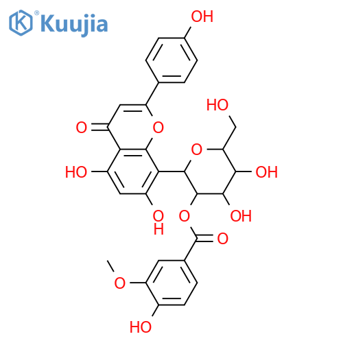 8-C-β-D-Glucopyranosyl-4',5,7-trihydroxyflavone; 2''-O-(4-Hydroxy-3-methoxybenzoyl) structure