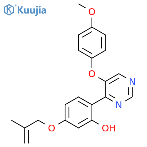 2-5-(4-methoxyphenoxy)pyrimidin-4-yl-5-(2-methylprop-2-en-1-yl)oxyphenol structure