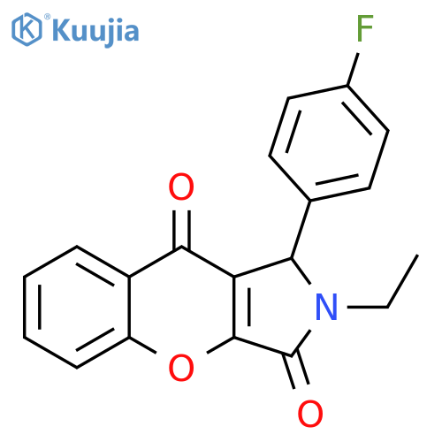 2-ethyl-1-(4-fluorophenyl)-1H,2H,3H,9H-chromeno2,3-cpyrrole-3,9-dione structure