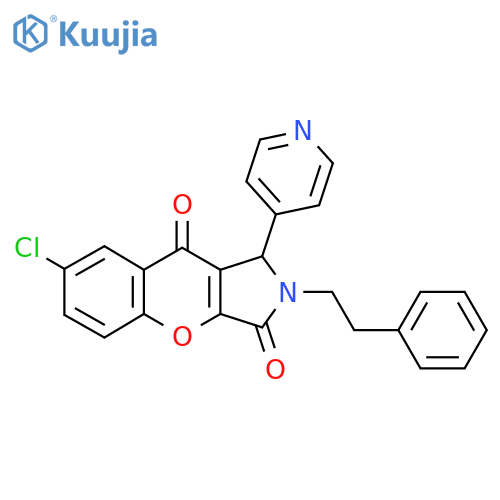 7-chloro-2-(2-phenylethyl)-1-(pyridin-4-yl)-1H,2H,3H,9H-chromeno2,3-cpyrrole-3,9-dione structure