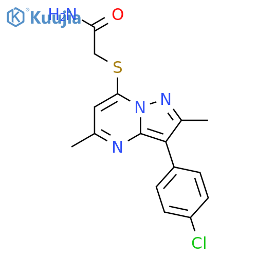 2-{3-(4-chlorophenyl)-2,5-dimethylpyrazolo1,5-apyrimidin-7-ylsulfanyl}acetamide structure