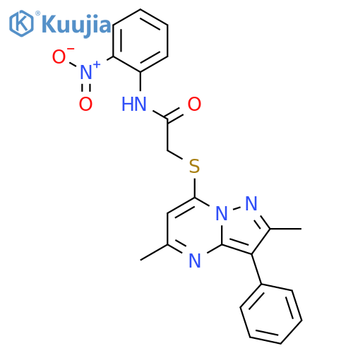 2-({2,5-dimethyl-3-phenylpyrazolo1,5-apyrimidin-7-yl}sulfanyl)-N-(2-nitrophenyl)acetamide structure