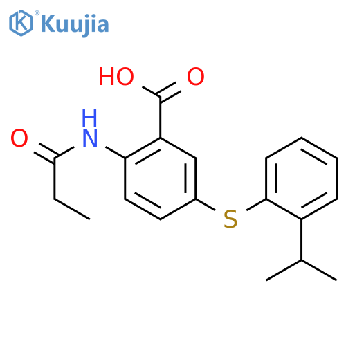 BENZOIC ACID, 5-[[2-(1-METHYLETHYL)PHENYL]THIO]-2-[(1-OXOPROPYL)AMINO]- structure