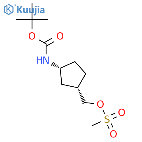 Carbamic acid, [(1R,3S)-3-[[(methylsulfonyl)oxy]methyl]cyclopentyl]-,1,1-dimethylethyl ester structure
