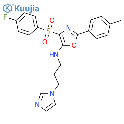 4-(4-fluorobenzenesulfonyl)-N-3-(1H-imidazol-1-yl)propyl-2-(4-methylphenyl)-1,3-oxazol-5-amine structure