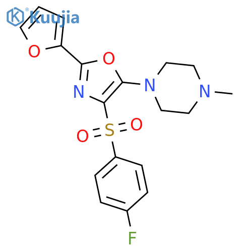 1-4-(4-fluorobenzenesulfonyl)-2-(furan-2-yl)-1,3-oxazol-5-yl-4-methylpiperazine structure