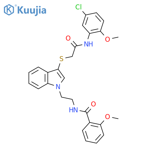 N-{2-3-({(5-chloro-2-methoxyphenyl)carbamoylmethyl}sulfanyl)-1H-indol-1-ylethyl}-2-methoxybenzamide structure