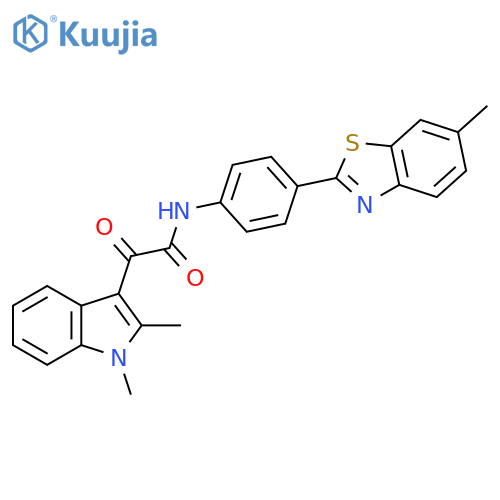 2-(1,2-dimethyl-1H-indol-3-yl)-N-4-(6-methyl-1,3-benzothiazol-2-yl)phenyl-2-oxoacetamide structure