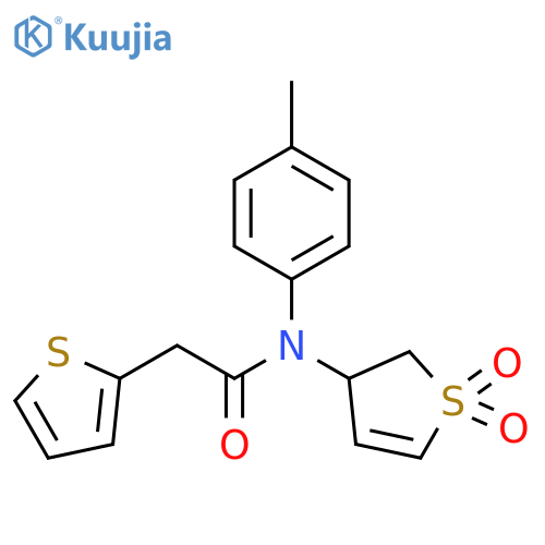 N-(1,1-dioxo-2,3-dihydro-1lambda6-thiophen-3-yl)-N-(4-methylphenyl)-2-(thiophen-2-yl)acetamide structure