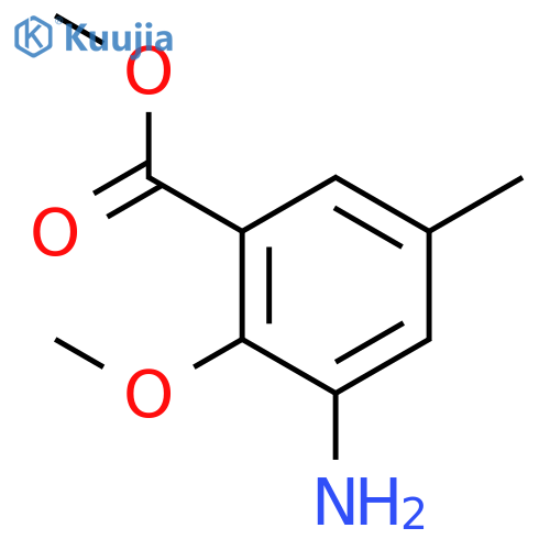 Benzoic acid, 3-amino-2-methoxy-5-methyl-, methyl ester structure