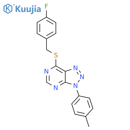 7-{(4-fluorophenyl)methylsulfanyl}-3-(4-methylphenyl)-3H-1,2,3triazolo4,5-dpyrimidine structure