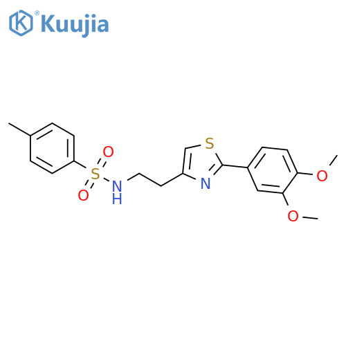 N-{2-2-(3,4-dimethoxyphenyl)-1,3-thiazol-4-ylethyl}-4-methylbenzene-1-sulfonamide structure