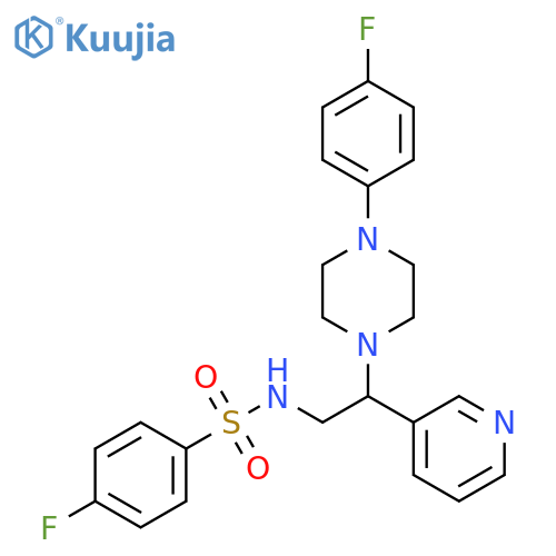 4-fluoro-N-{2-4-(4-fluorophenyl)piperazin-1-yl-2-(pyridin-3-yl)ethyl}benzene-1-sulfonamide structure
