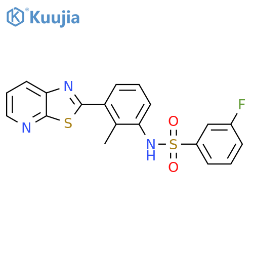 3-fluoro-N-(2-methyl-3-{1,3thiazolo5,4-bpyridin-2-yl}phenyl)benzene-1-sulfonamide structure