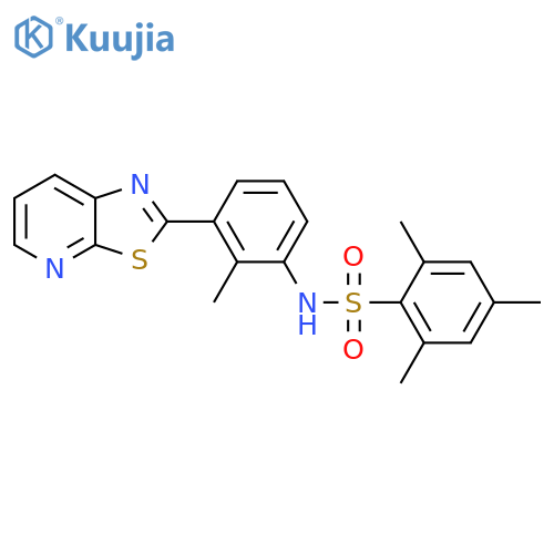 2,4,6-trimethyl-N-(2-methyl-3-{1,3thiazolo5,4-bpyridin-2-yl}phenyl)benzene-1-sulfonamide structure