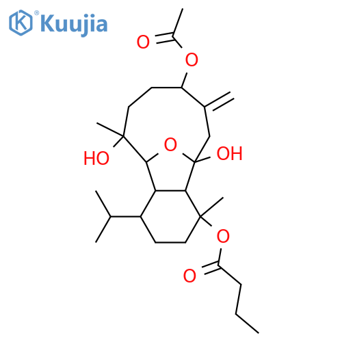 6,13-Epoxy-8(19)-eunicellene-4,6,9,12-tetrol; (4β,6α,9β,12β,13α)-form, 4-Butanoyl, 9-Ac structure