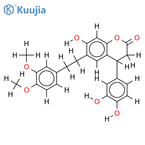 (4R)-4-(3',4'-dihydroxyphenyl)-6-(3'',4''-dimethoxyphenylethyl)-7-hydroxydihydrocoumarin structure