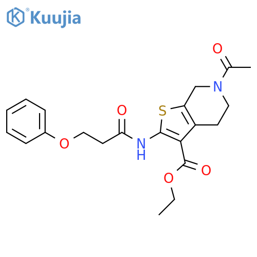 ethyl 6-acetyl-2-(3-phenoxypropanamido)-4H,5H,6H,7H-thieno2,3-cpyridine-3-carboxylate structure